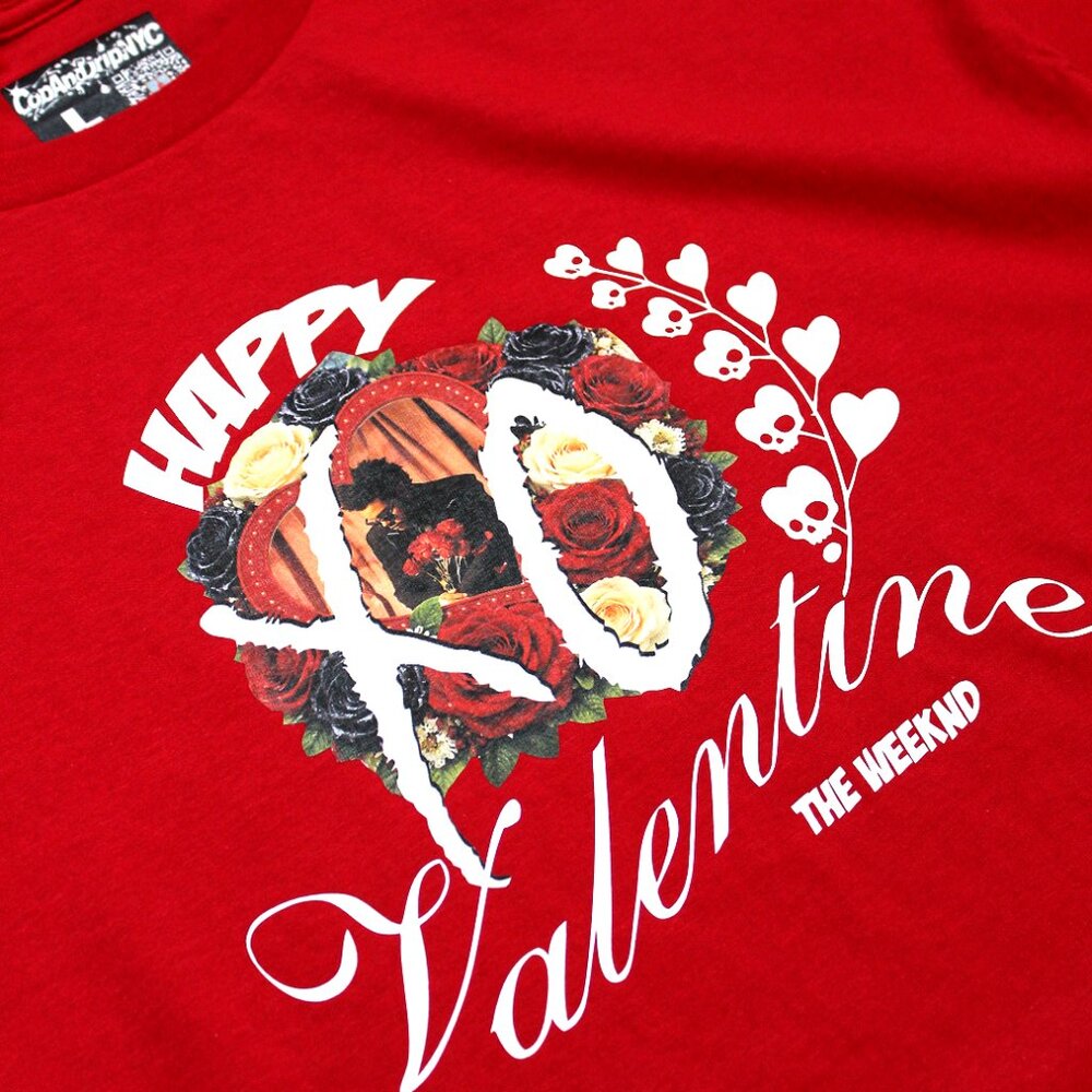 X Heart Made Of Skull Happy Valentine Red Tee Large